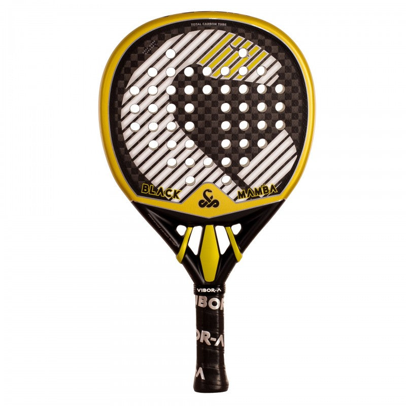 Vibora Black Mamba Radical 12K 3.0 padel racket with hybrid shape and matte 3D finish front
